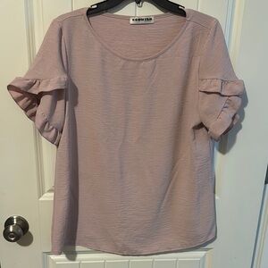 Women's Pink Ruffle Sleeve Top